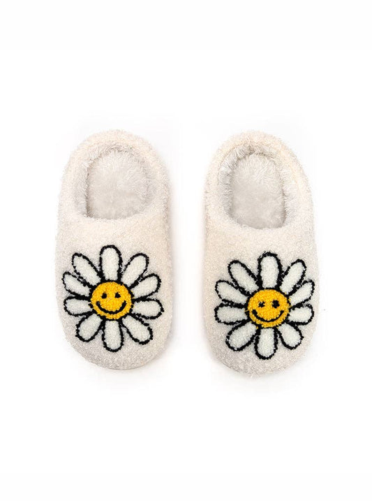Indoor / Outdoor Slippers - Kids - Smiling Daisies - White: LITTLE KIDS 9-12