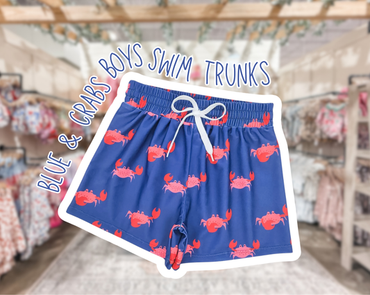 Boys Swim Trunks Blue & Crabs