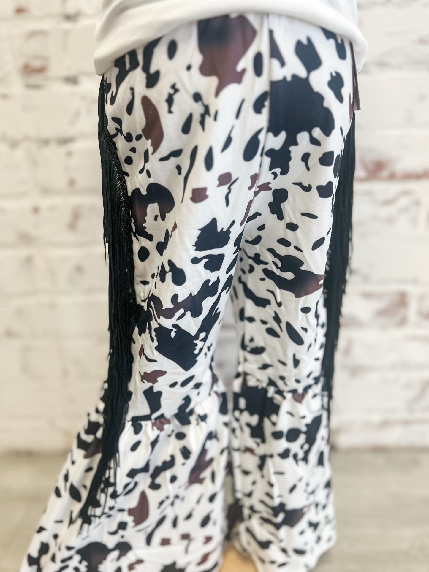 Moody Cow Print Tassel Pants Rodeo Set
