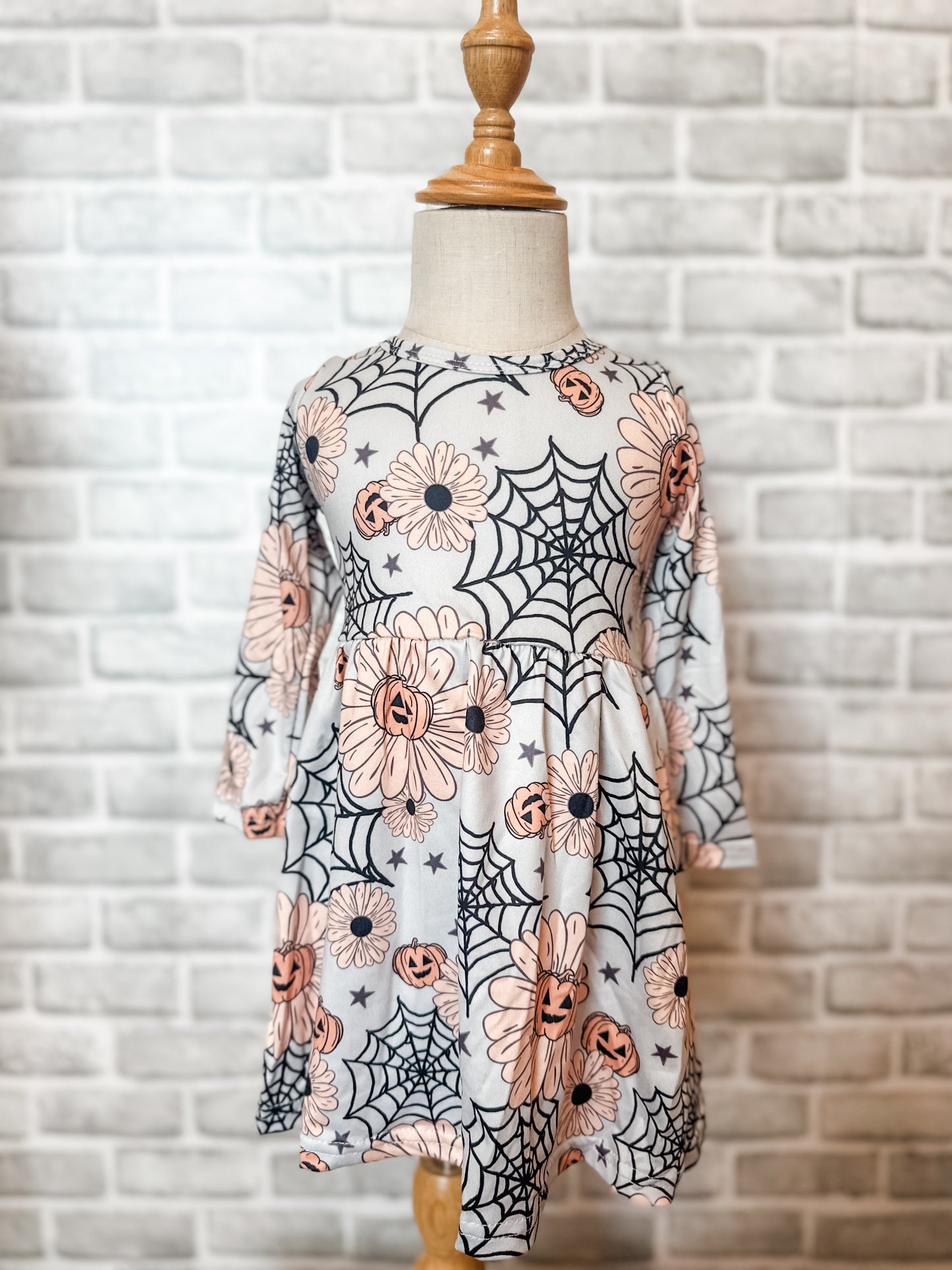 Girls Spiderweb Pumpkin Sunflower Dress