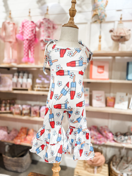 4th of July Popsicle Red White and Blue Romper