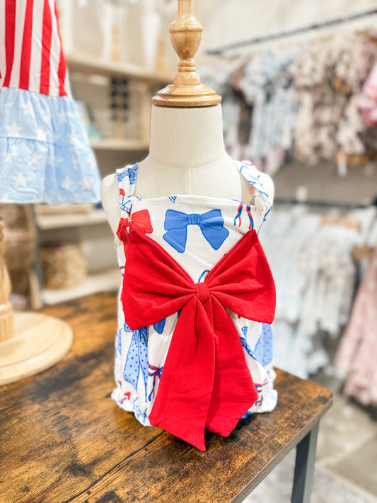 Baby Girl Big Bow 4th Bubble Romper