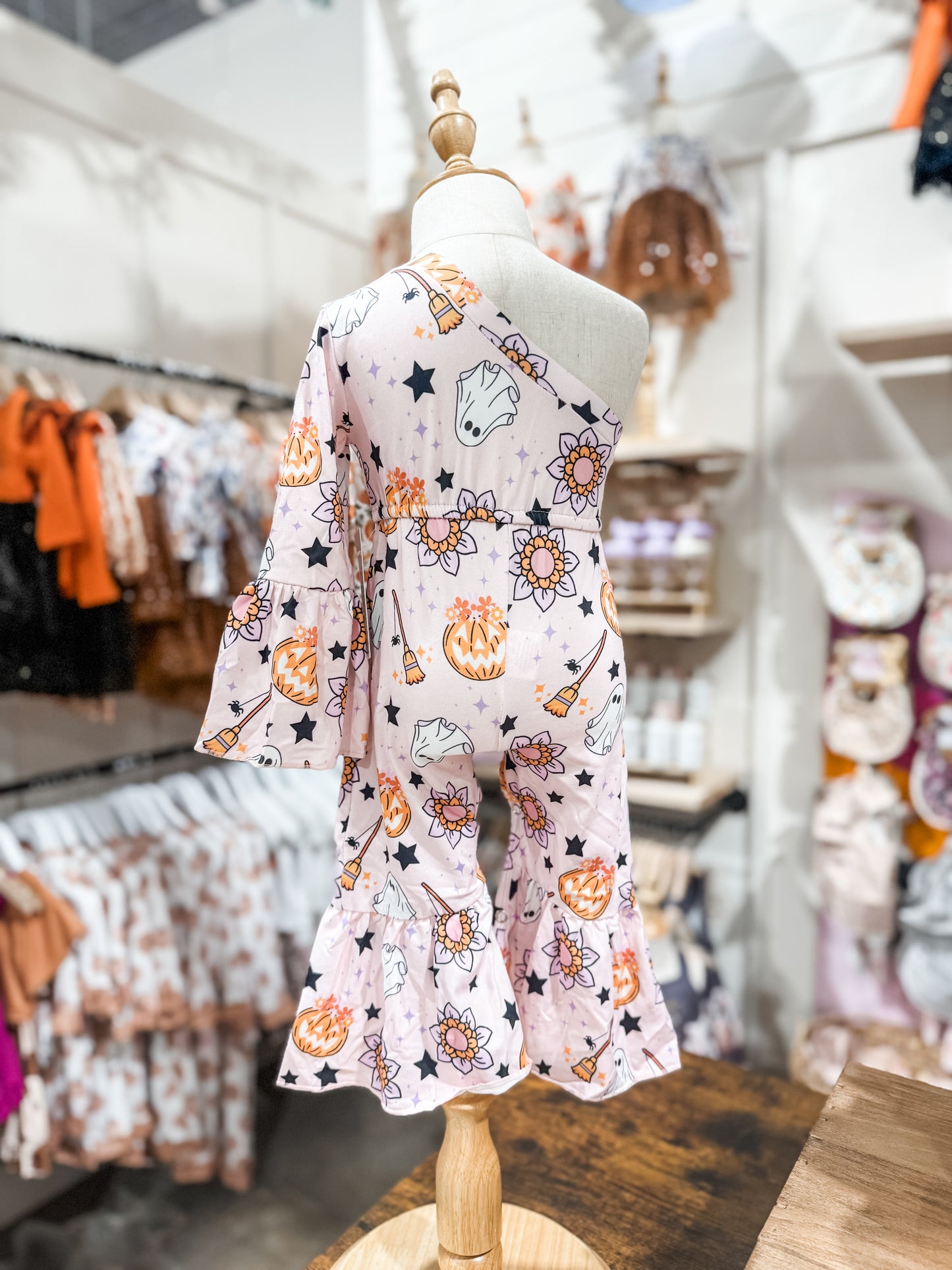 Pink Halloween One Shoulder Romper