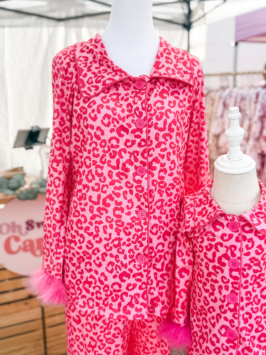 Adult Hot Pink Fluffy Pajamas