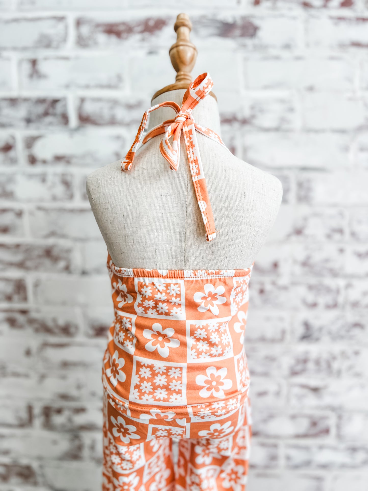 Orange Floral Halter & Bell Bottoms