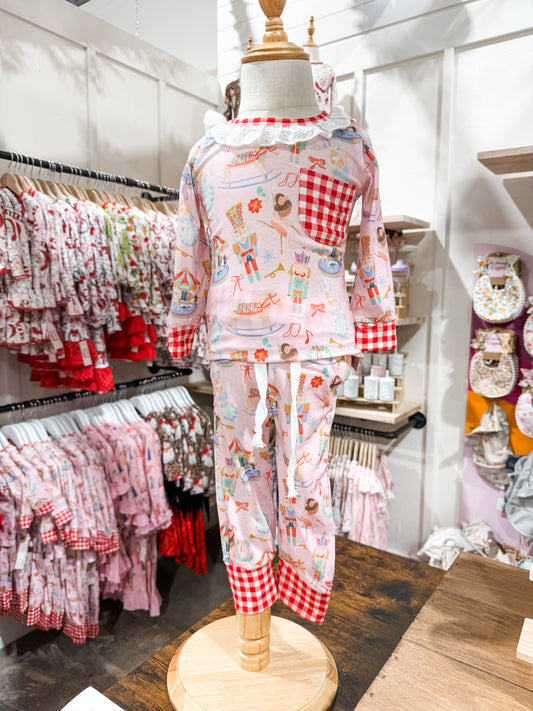 Girls Christmas Nutcracker Pink 2pc Pajamas