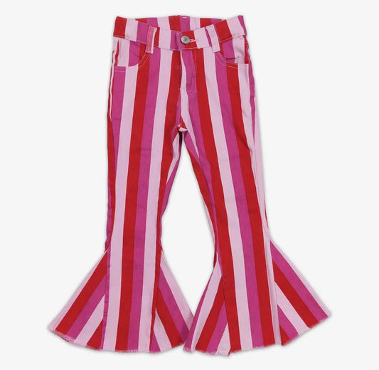 Pink Stripped Girls Bell Bottoms