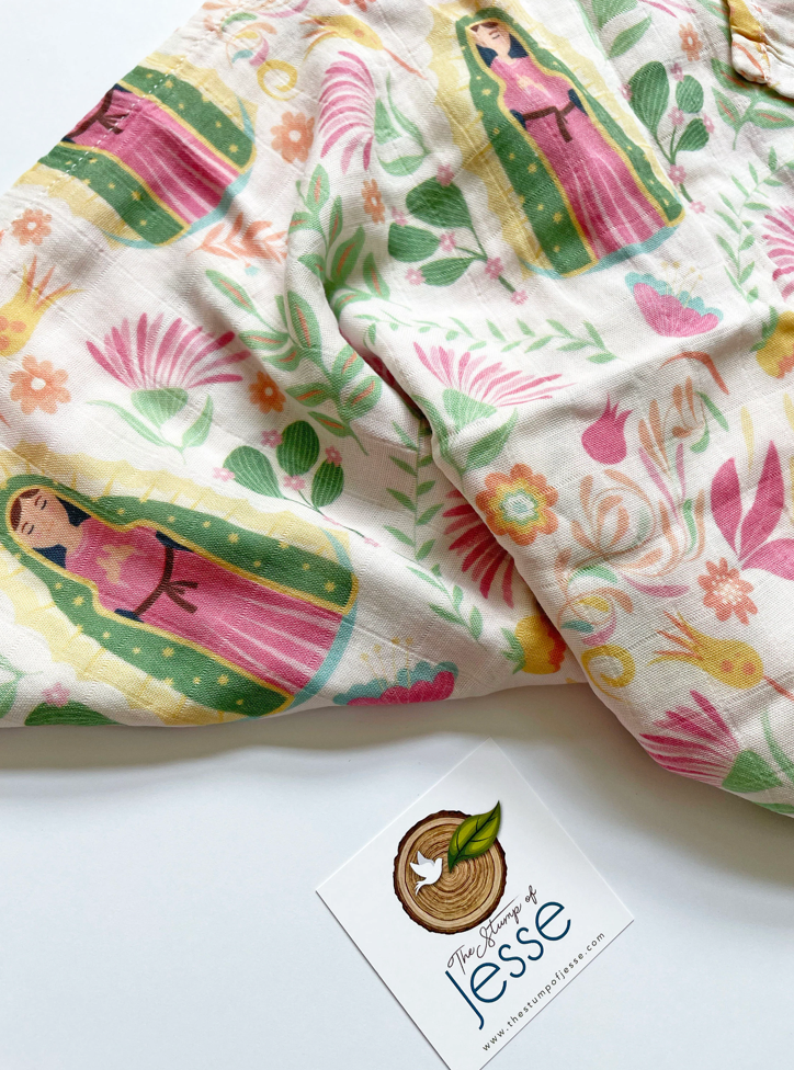 Our Lady of Guadalupe Muslin Deluxe Swaddle | Catholic gift