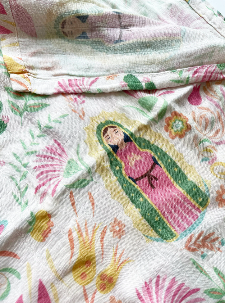 Our Lady of Guadalupe Muslin Deluxe Swaddle | Catholic gift