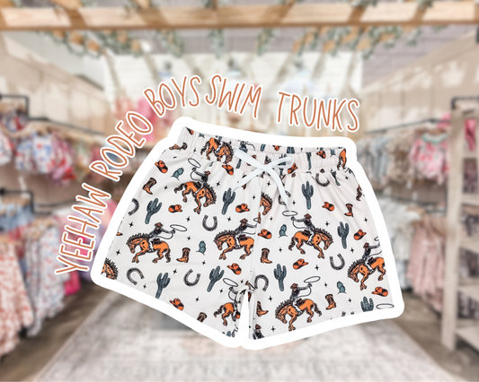 Boys Swim Trunks Yeehaw Rodeo