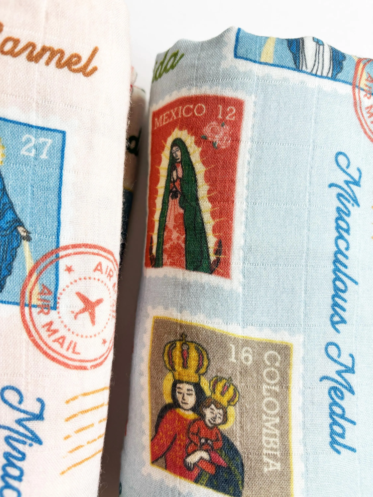 Ave Maria Post Muslin Deluxe Catholic Blue Swaddle 