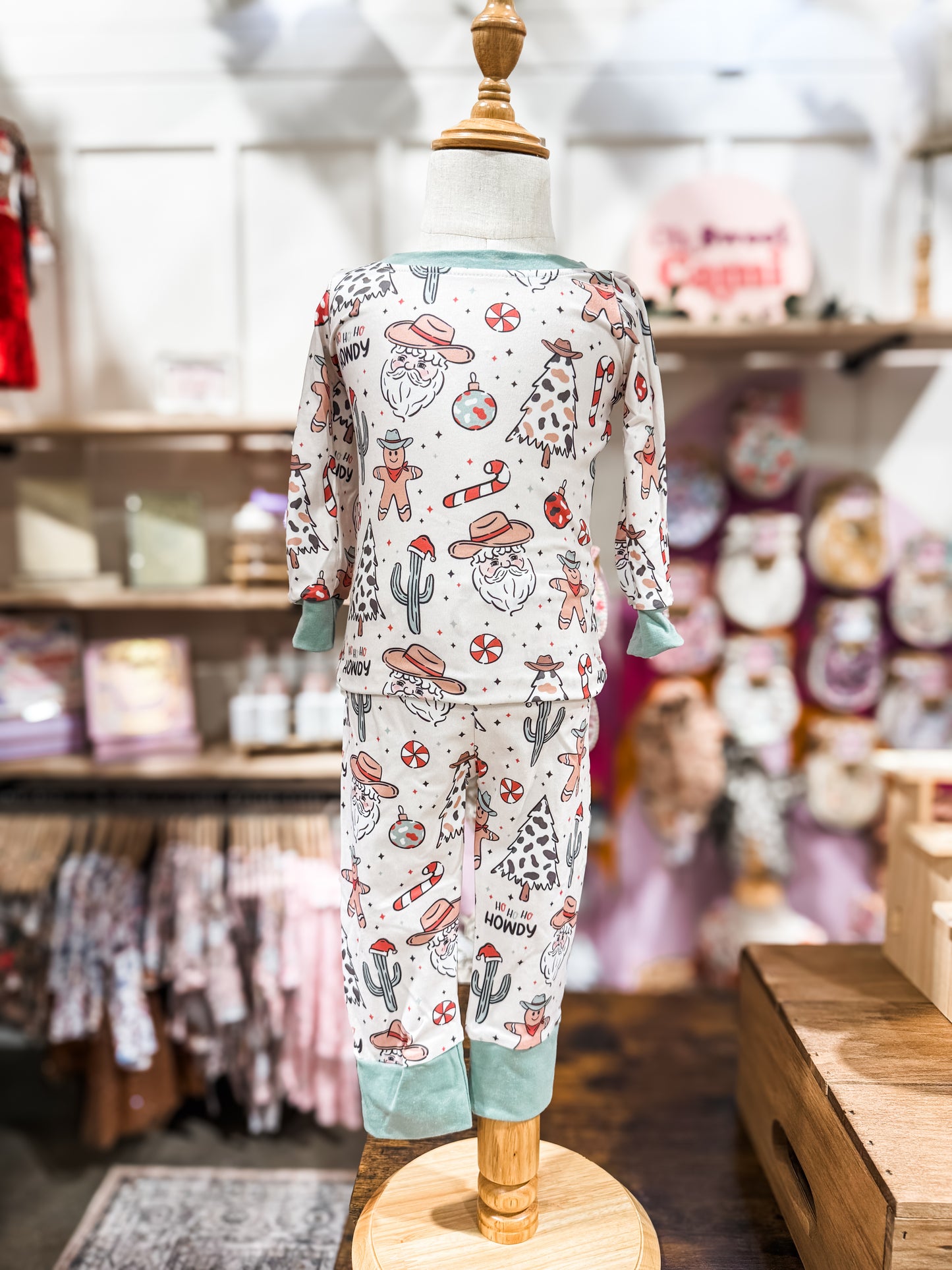 Cowboy Santa Gingerbread Christmas 2pc Pajamas