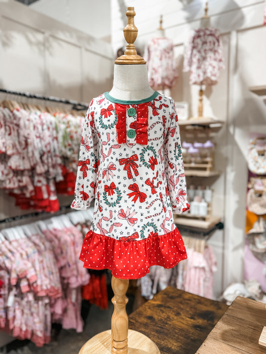 Pink & Red Bows & Wreath Gown