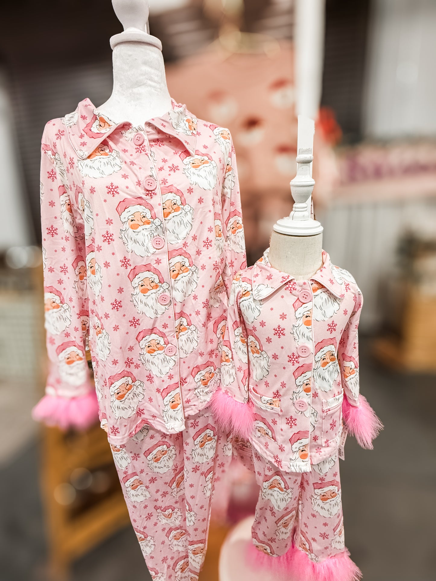 Adult Pink Santa Fluffy Pajamas