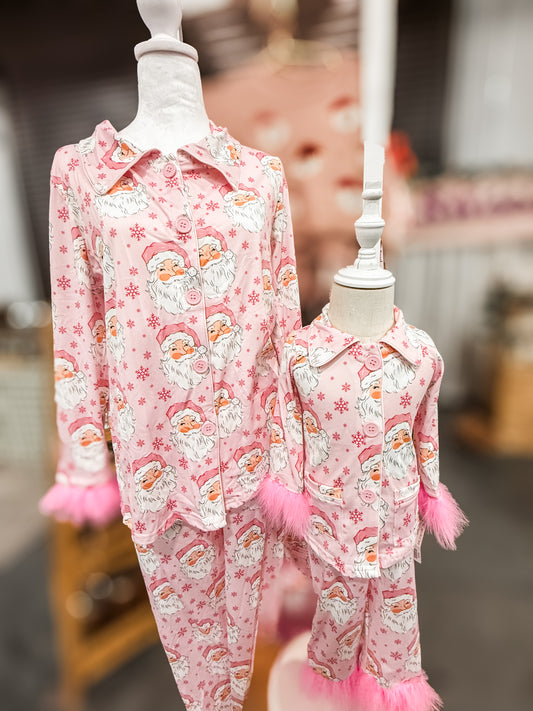 Adult Pink Santa Fluffy Pajamas
