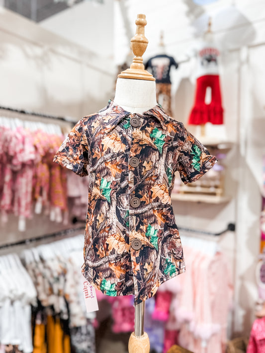 Boys Camo Button Up Shirt