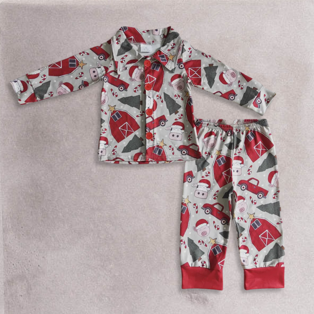 Boys Christmas Farm Pajamas