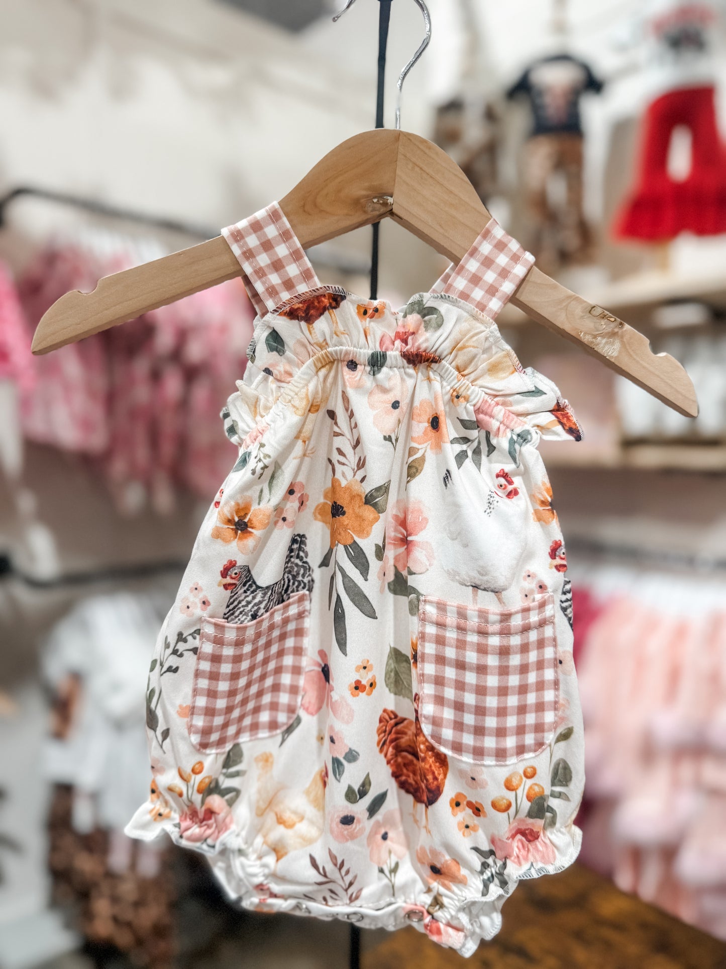 Baby Girl Chickens Bubble Onesie