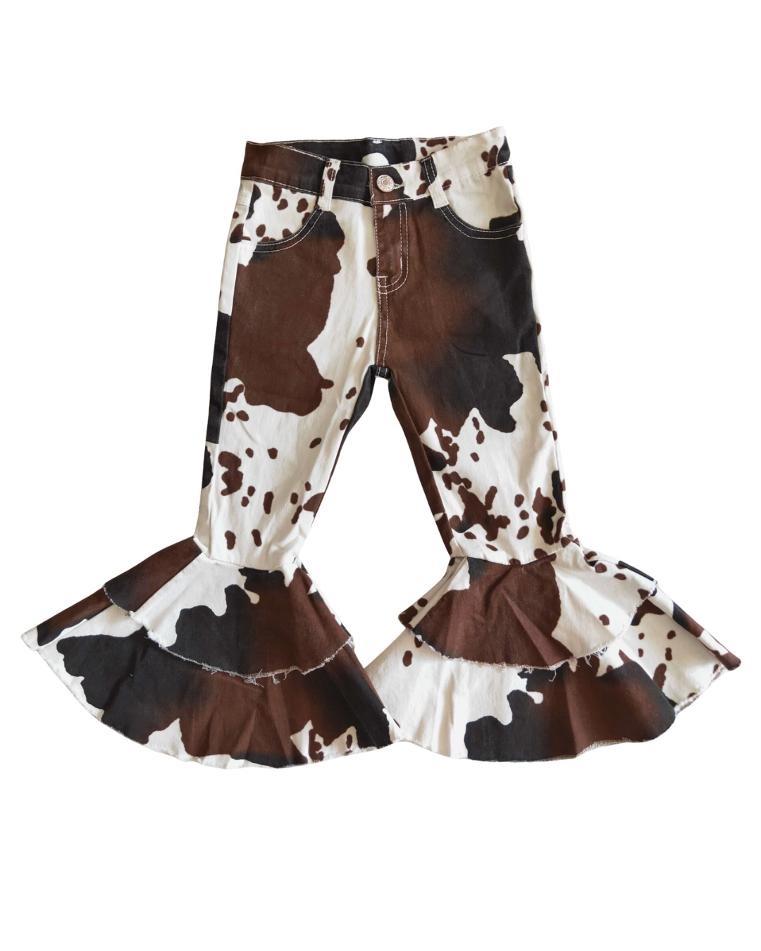Brown Cow Print Rodeo Bell Bottoms