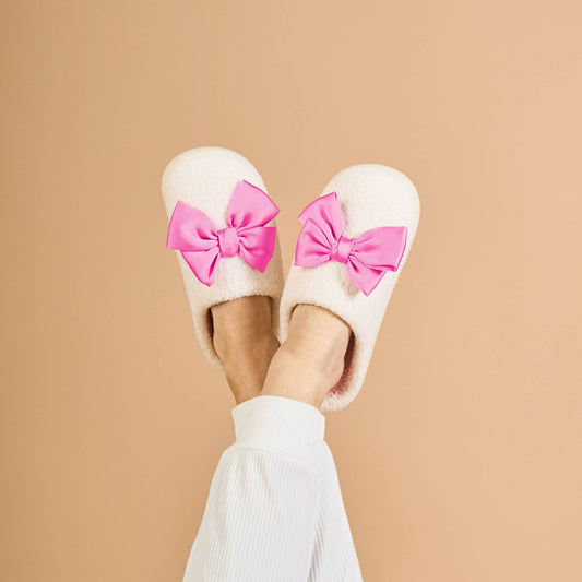 Fuzzy Slippers-Betty Bow Hot Pink: M/L