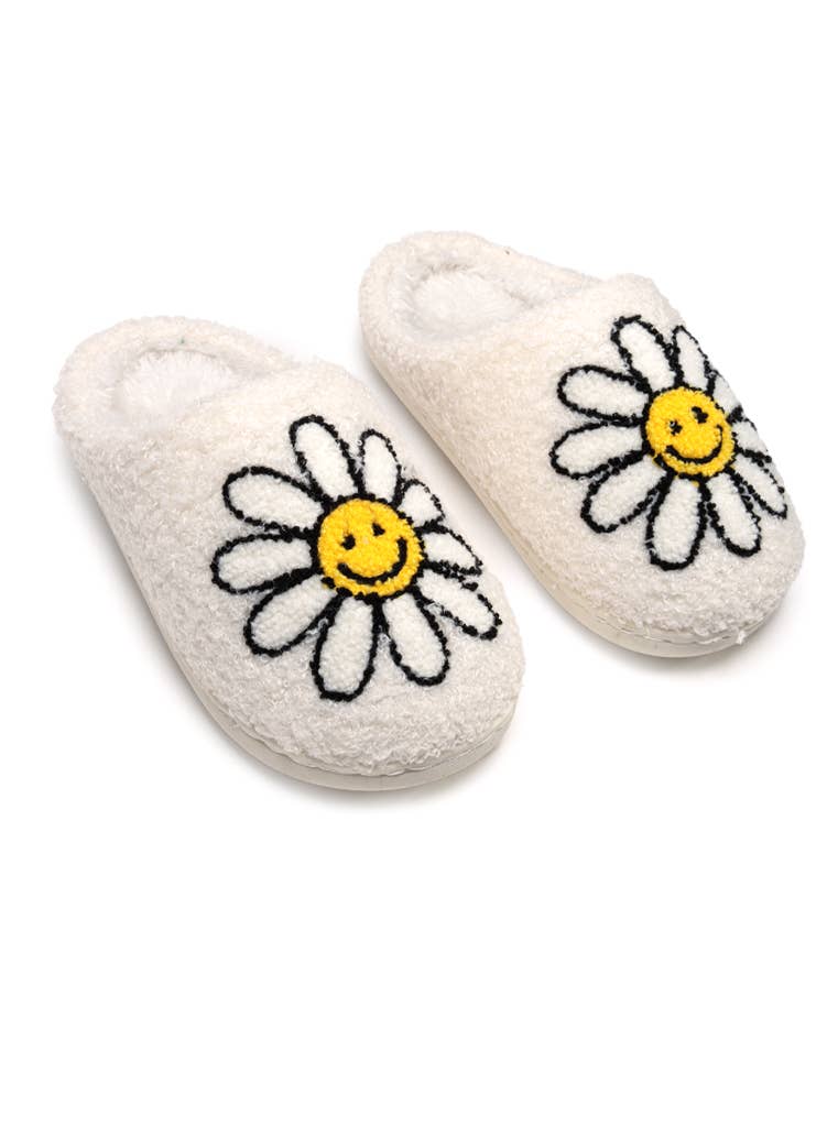 Indoor / Outdoor Slippers - Kids - Smiling Daisies - White: LITTLE KIDS 9-12