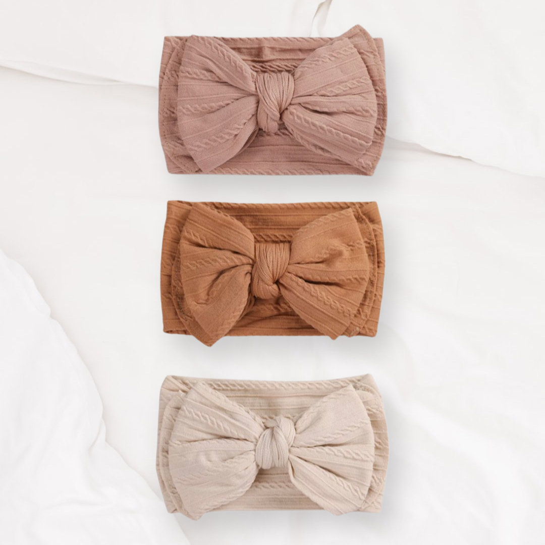 Set of 3 Earth Tones Baby Girl Bows